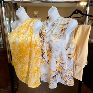 Floral Yellow and White Women's Tops